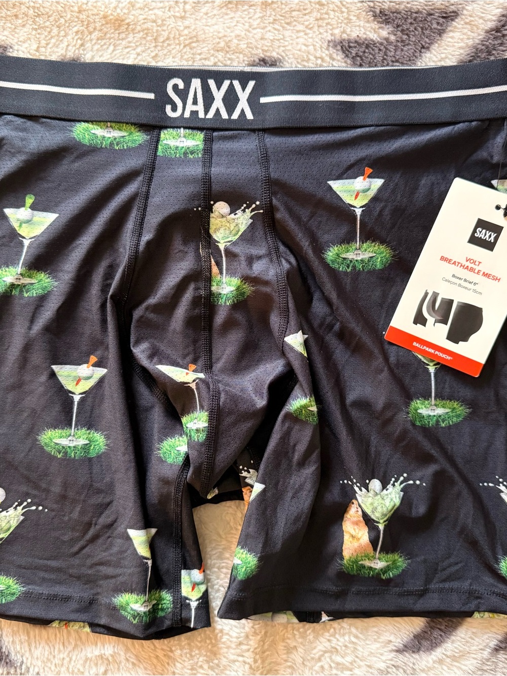 Saxx Black Martini Golf Print Boxer Briefs